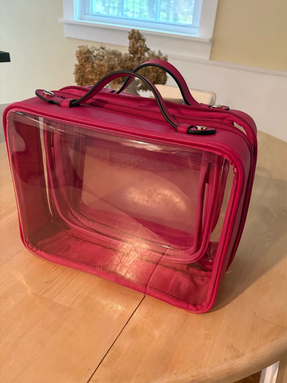 Calpak Hot Pink Clear Travel Cosmetic Case - Picture 3 of 8